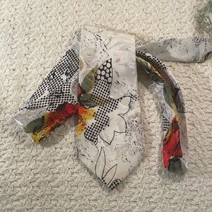 Indian Head High Fashion Large Floral Contrast Polka Dot Print Tie